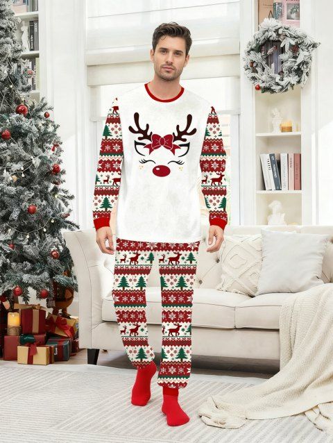 Ensemble haut et pantalon à imprimé flocon de neige et sapin de Noël pour homme