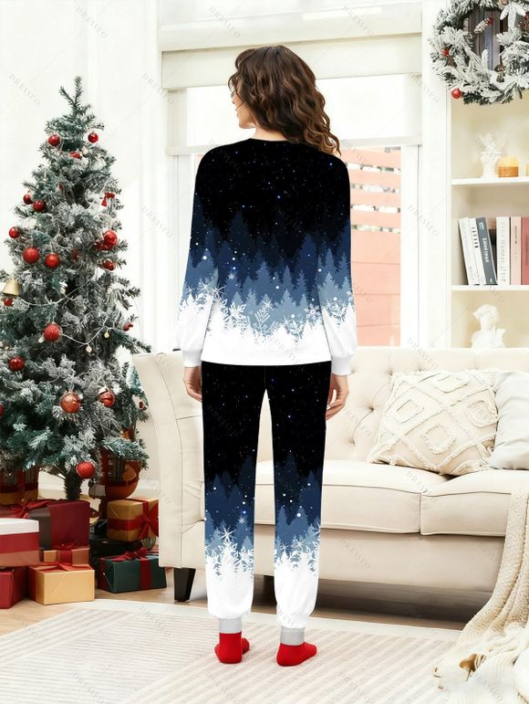 Ensemble haut et pantalon colorblock à imprimé sapin de Noël pour femme - Noir L | US 8-10