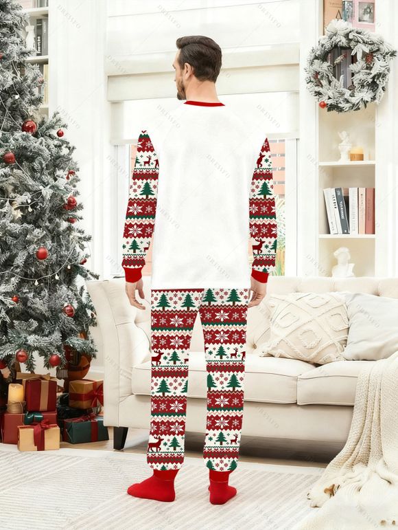 Ensemble haut et pantalon à imprimé flocon de neige et sapin de Noël pour homme - Rouge XL
