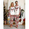 Couple Sleepwear Outfit Elk Christmas Tree Snowflake Print Top and Pants Set - Rouge S | US 4
