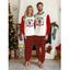 Couple Christmas Sleepwear Outfit Gingerbread Man Letter Print Top and Plaid Pants Set - RED S | US 4