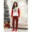 Ensemble haut et pantalon à carreaux pour femme, imprimé lettres, bonhomme en pain d'épices, vêtements de nuit de Noël - Rouge XXL | US 14