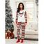 Ensemble haut et pantalon imprimé flocon de neige et sapin de Noël pour femme - Rouge XXL | US 14