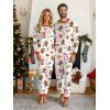 Couple Christmas Sleepwear Outfit Gingerbread Man Bowknot Print Top and Pants Set - Rouge S | US 4