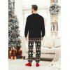 Ensemble haut et pantalon à imprimé zigzag pour homme, motif sapin de Noël et flocon de neige - Noir 5XL