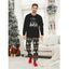 Ensemble haut et pantalon à imprimé zigzag pour homme, motif sapin de Noël et flocon de neige - Noir 5XL