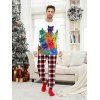 Ensemble haut et pantalon à carreaux imprimé chat coloré pour homme, vêtements de nuit de Noël - Blanc 4XL