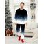 Ensemble haut et pantalon colorblock à imprimé sapin de Noël pour homme - Noir 5XL