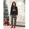 Ensemble haut et pantalon imprimé zigzag pour femme, vêtements de nuit, sapin de Noël, flocon de neige - Noir XXXXXL | US 20