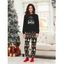 Ensemble haut et pantalon imprimé zigzag pour femme, vêtements de nuit, sapin de Noël, flocon de neige - Noir XXXXXL | US 20