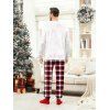 Ensemble de vêtements de nuit de Noël pour homme, haut à imprimé élan, flocon de neige, cloche et pantalon à carreaux - Blanc 5XL