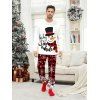 Ensemble de vêtements de nuit de Noël pour homme, haut à imprimé bonhomme de neige et pantalon à carreaux et flocons de neige - Blanc 5XL