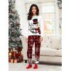 Ensemble de vêtements de nuit de Noël pour femme, haut à imprimé bonhomme de neige et pantalon à carreaux avec flocons de neige - Blanc XXXXXL | US 20