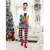 Couple Christmas Sleepwear Outfit Colored Cat Print Top and Plaid Pants Set - Blanc S | US 4