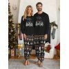 Couple Sleepwear Outfit Christmas Tree Snowflake Zig Zag Print Top and Pants Set - Noir S | US 4
