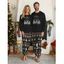 Couple Sleepwear Outfit Christmas Tree Snowflake Zig Zag Print Top and Pants Set - Noir S | US 4