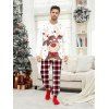 Couple Christmas Sleepwear Outfit Elk Snowflake Bell Print Top and Plaid Pants Set - Blanc S | US 4