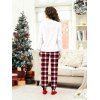 Couple Christmas Sleepwear Outfit Elk Snowflake Bell Print Top and Plaid Pants Set - Blanc S | US 4