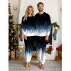 Couple Sleepwear Outfit Christmas Tree Print Colorblock Top and Pants Set - Noir S | US 4
