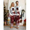 Couple Christmas Sleepwear Outfit Snowman Letter Print Top and Plaid Snowflake Pants Set - Blanc S | US 4