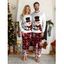 Couple Christmas Sleepwear Outfit Snowman Letter Print Top and Plaid Snowflake Pants Set - Blanc S | US 4