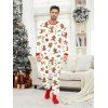 Couple Christmas Sleepwear Outfit Gingerbread Man Bowknot Print Top and Pants Set - RED S | US 4