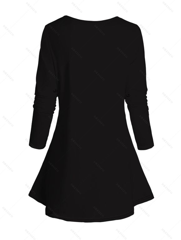 Haut de Noël à col en V avec imprimé Père Noël et corne d'élan - Noir XXXXXL | US 20