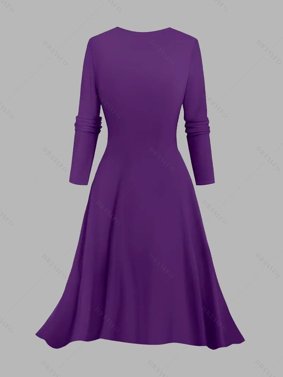 Ensemble robe à imprimé papillon rose de couleur contrastée et haut long ouvert sur le devant - Concorde XXL | US 14