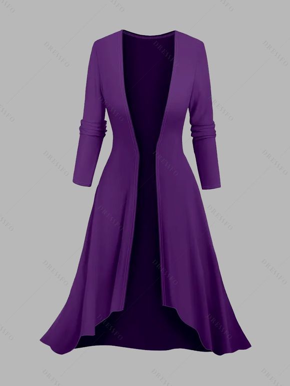 Ensemble robe à imprimé papillon rose de couleur contrastée et haut long ouvert sur le devant - Concorde XXL | US 14