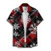 Chemise de Noël à carreaux pour homme, imprimé flocon de neige, boutonnée - Rouge XXXL | US 16