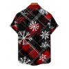 Chemise de Noël à carreaux pour homme, imprimé flocon de neige, boutonnée - Rouge XXXXL | US 18