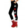 Leggings skinny taille haute élastiques à imprimé patte et cœur - Noir XXL | US 14