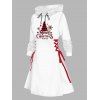 Robe à capuche à carreaux, motif sapin de Noël, flocon de neige, lettres, imprimé, robe à lacets - Blanc XXL | US 14