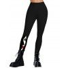 Leggings gothiques pour femmes, imprimé visage, taille haute, élastiques, skinny - Noir XXL | US 14