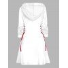 Robe à capuche à carreaux, motif sapin de Noël, flocon de neige, lettres, imprimé, robe à lacets - Blanc XXL | US 14