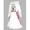 Robe à capuche de Noël Bonhomme en pain d'épice Imprimé lettre Robe à capuche à lacets - Blanc XXL | US 14