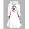 Robe à capuche de Noël Bonhomme en pain d'épice Imprimé lettre Robe à capuche à lacets - Blanc XXL | US 14