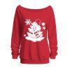 Sweat-shirt de vacances Bonhomme de neige avec chapeau de Noël Imprimé flocon de neige Sweat-shirt à col incliné - Rouge XXL | US 14