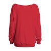 Sweat-shirt de vacances Bonhomme de neige avec chapeau de Noël Imprimé flocon de neige Sweat-shirt à col incliné - Rouge XXL | US 14
