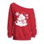 Sweat-shirt de vacances Bonhomme de neige avec chapeau de Noël Imprimé flocon de neige Sweat-shirt à col incliné - Rouge XXL | US 14