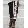 Leggings de Noël imprimé Père Noël et flocon de neige, taille élastique, leggings skinny - Noir XXL | US 14