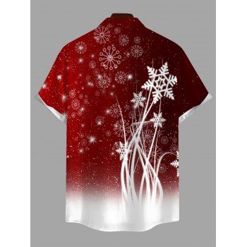 Christmas Couple Outfit Snowflake Print Ombre Belt Dress and Shirt Set