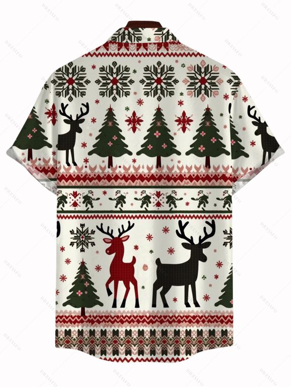 Chemise de Noël pour homme avec motif zigzag, sapin de Noël et flocons de neige. - Blanc 5XL