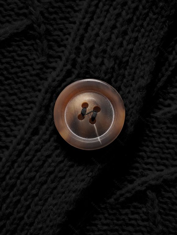 Women Outfit Button Up Cable Knit Hooded Cardigan and Grommet Leggings Set - Noir S | US 4