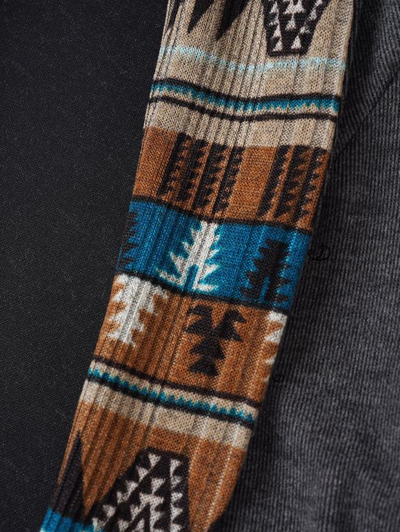 Women Outfit Tribal Print Patchwork Hooded Top Buckle Leggings and Boots Set - Gris S | US 4