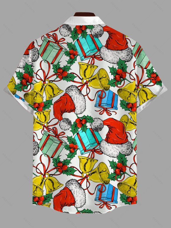 Holiday Couple Outfit Christmas Hat Bell Gift Print Belt Dress and Shirt Set - multicolor S | US 4