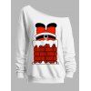 Sweat-shirt de Noël à col asymétrique avec imprimé Père Noël - Blanc XXL | US 14