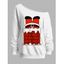 Sweat-shirt de Noël à col asymétrique avec imprimé Père Noël - Blanc XXL | US 14