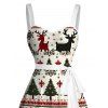 Robe de Noël à imprimé zigzag avec motif élan, sapin et flocons de neige, ceinture - Blanc XXXXXL | US 20
