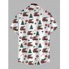 Chemise de vacances pour homme, chemise boutonnée à imprimé sapin de Noël et voiture à carreaux - Blanc M
